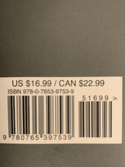 Photo of book barcode
